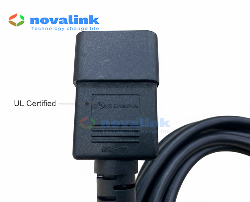 Sản xuất dây nguồn UPS chuẩn C19, C20 dài 3m Novalink lõi 3 x 3.31mm2( 20 AWG) lõi đồng mã NV-56304A